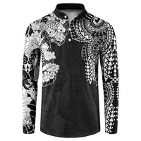 Japanese Irezumi and Hawaiian Polynesian Art Tattoo Button Sweatshirt Black Color - Wonder Print Shop