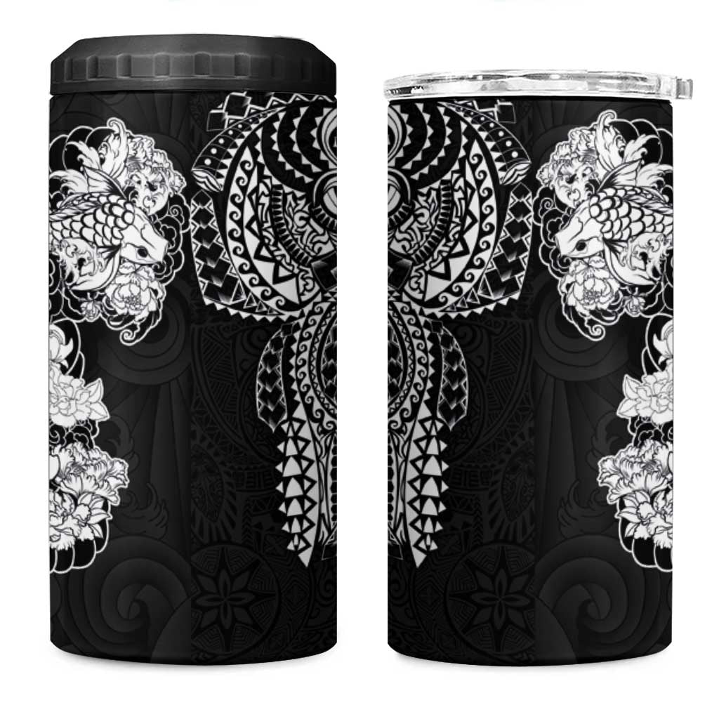 Japanese Irezumi and Hawaiian Polynesian Art Tattoo 4 in 1 Can Cooler Tumbler Black Color - Wonder Print Shop