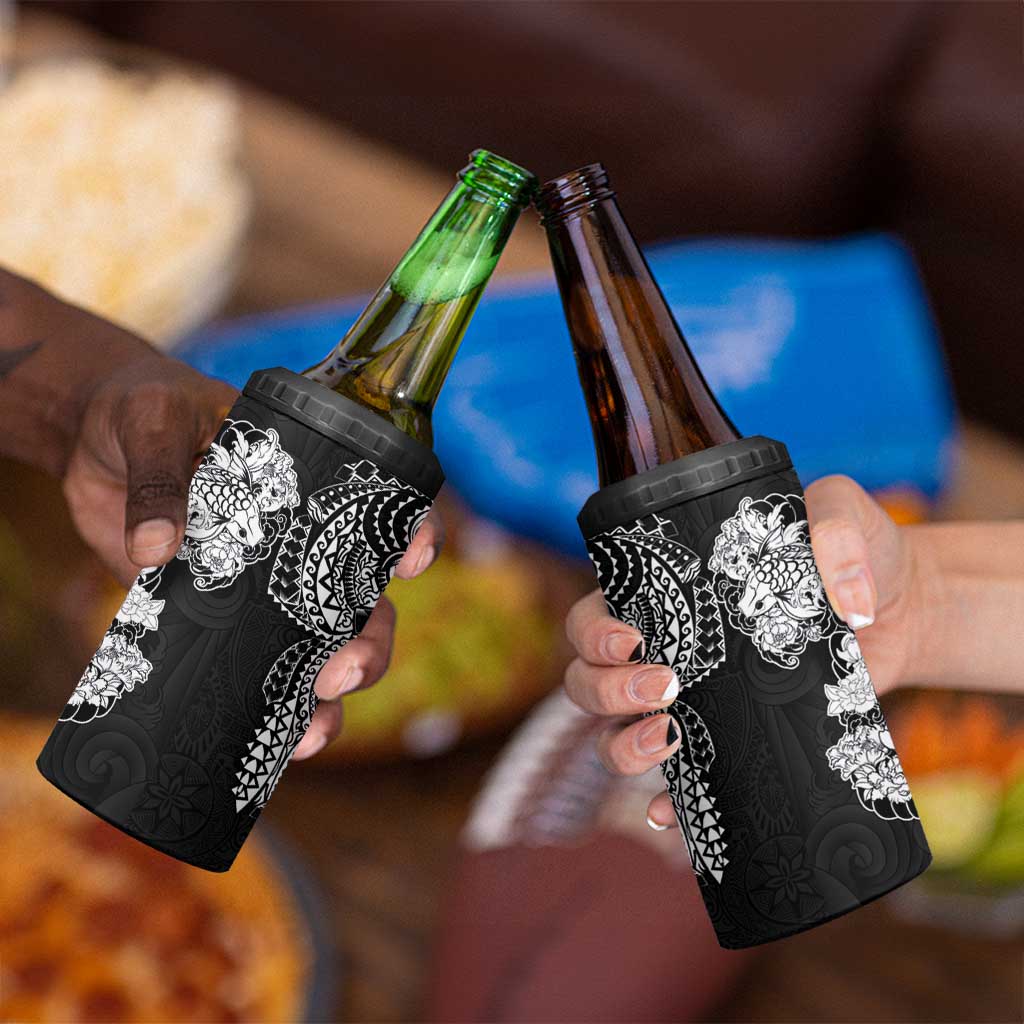 Japanese Irezumi and Hawaiian Polynesian Art Tattoo 4 in 1 Can Cooler Tumbler Black Color - Wonder Print Shop