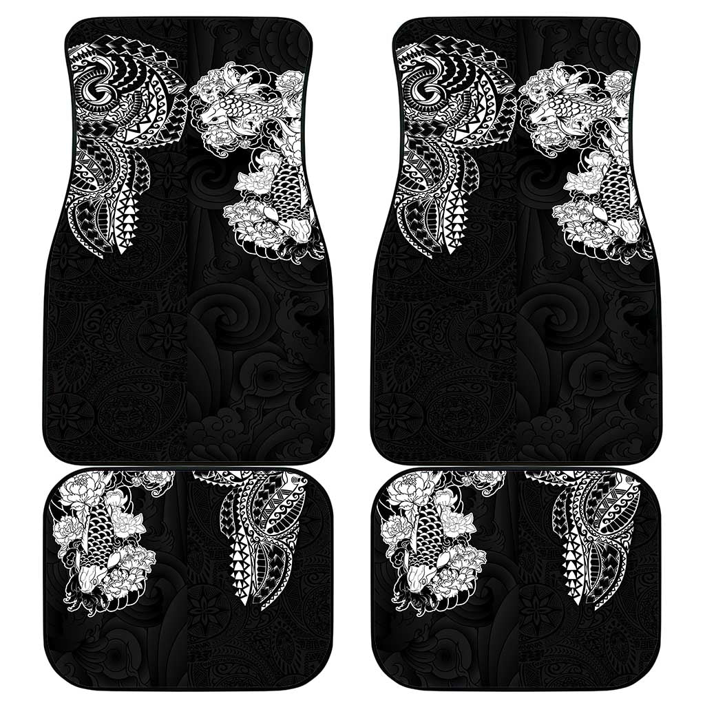 Japanese Irezumi and Hawaiian Polynesian Art Tattoo Car Mats Black Color - Wonder Print Shop