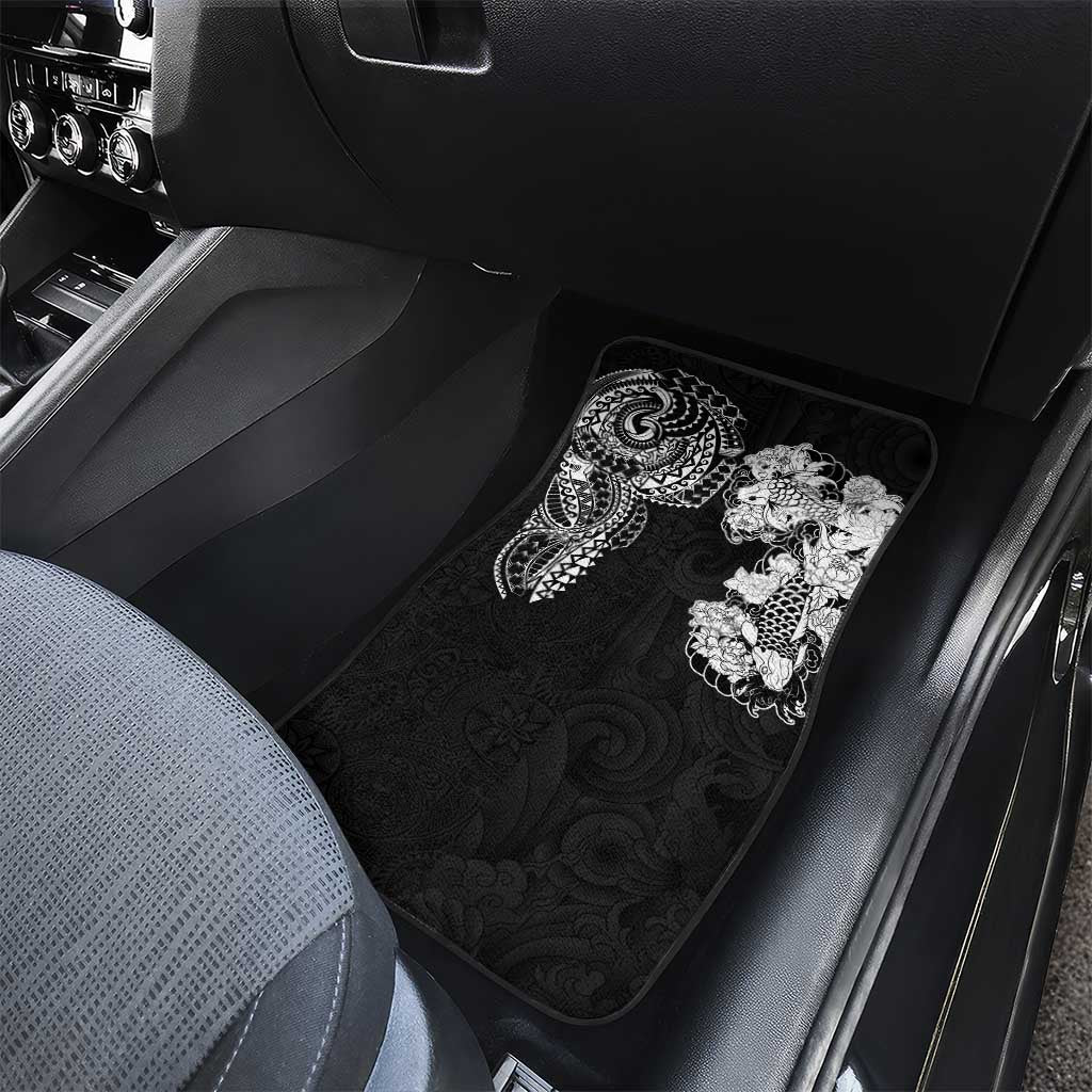Japanese Irezumi and Hawaiian Polynesian Art Tattoo Car Mats Black Color - Wonder Print Shop