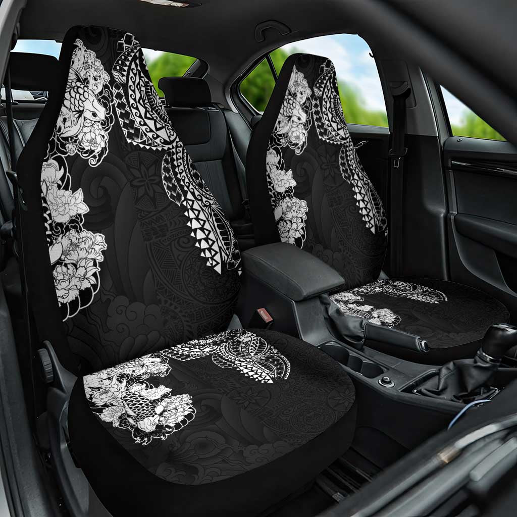 Japanese Irezumi and Hawaiian Polynesian Art Tattoo Car Seat Cover Black Color - Wonder Print Shop