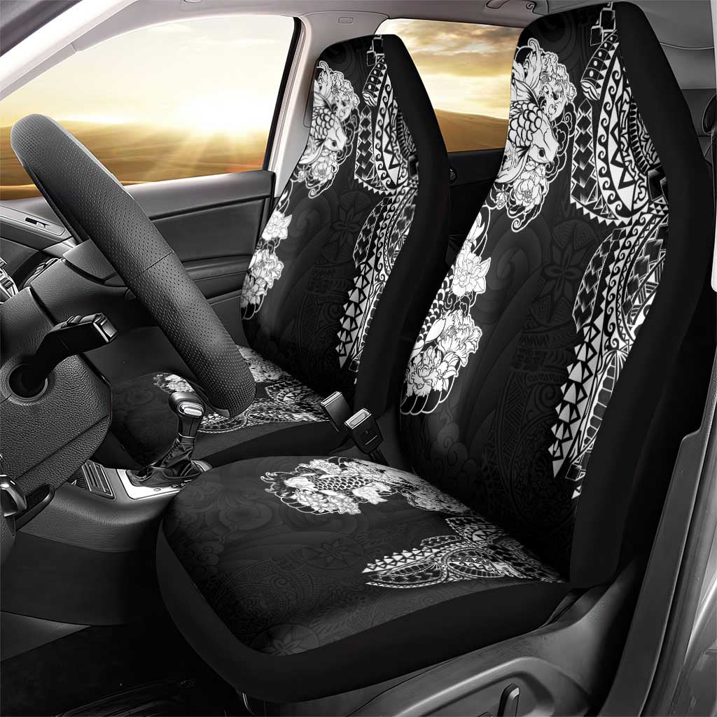 Japanese Irezumi and Hawaiian Polynesian Art Tattoo Car Seat Cover Black Color - Wonder Print Shop