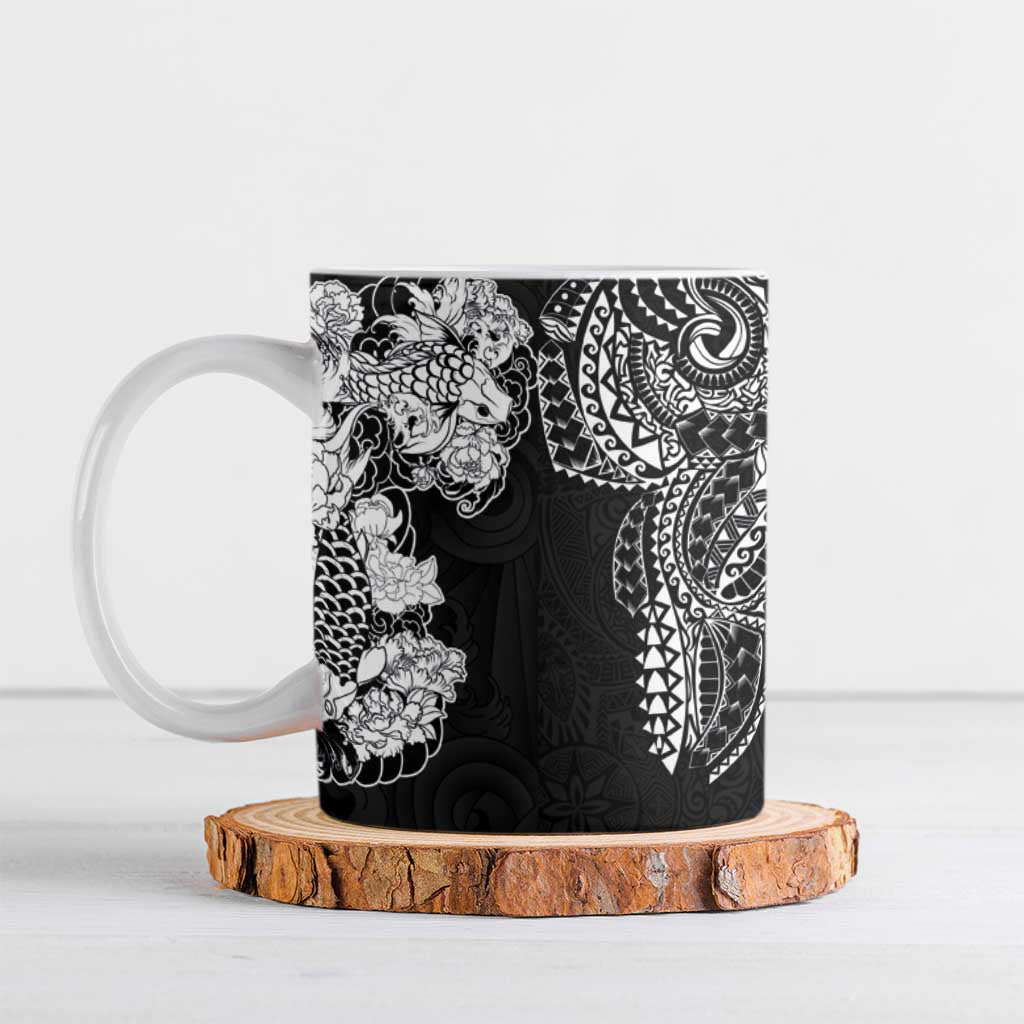 Japanese Irezumi and Hawaiian Polynesian Art Tattoo Ceramic Mug Black Color - Wonder Print Shop