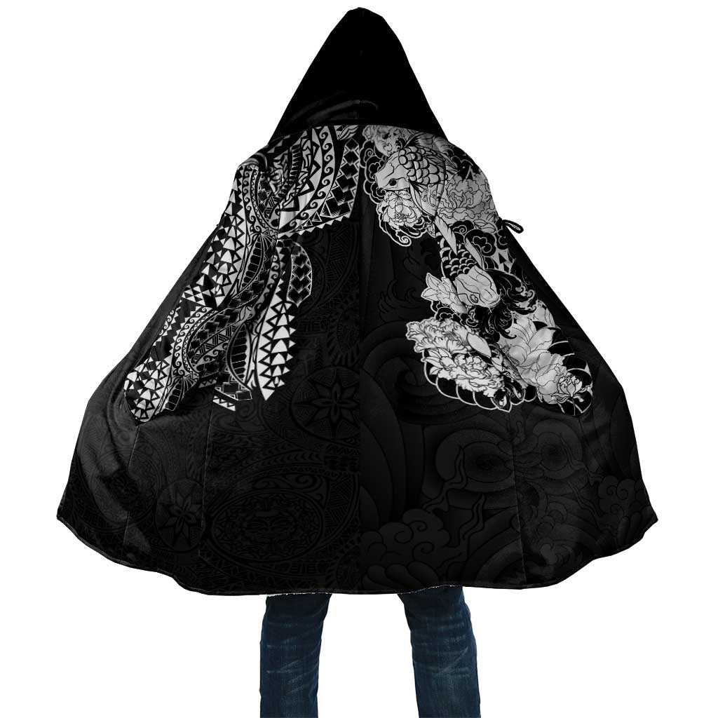 Japanese Irezumi and Hawaiian Polynesian Art Tattoo Cloak Black Color - Wonder Print Shop