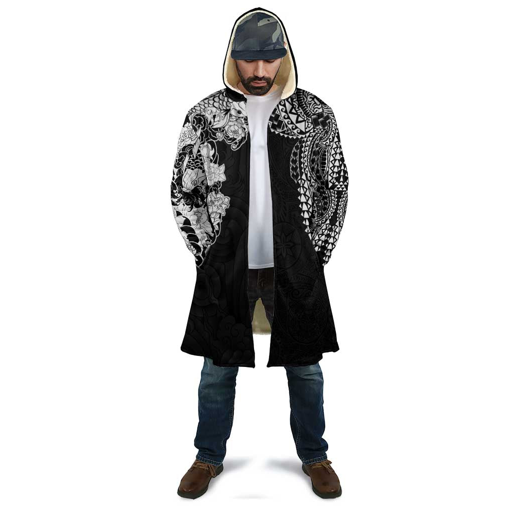 Japanese Irezumi and Hawaiian Polynesian Art Tattoo Cloak Black Color - Wonder Print Shop