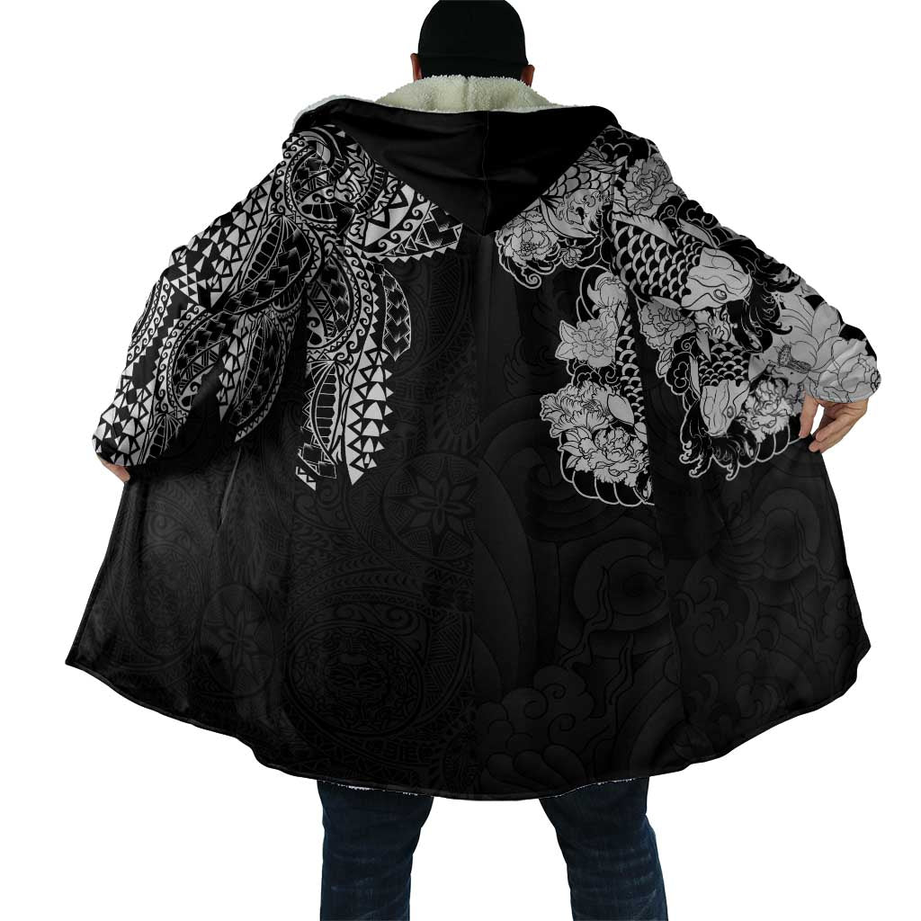 Japanese Irezumi and Hawaiian Polynesian Art Tattoo Cloak Black Color - Wonder Print Shop