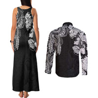 Japanese Irezumi and Hawaiian Polynesian Art Tattoo Couples Matching Tank Maxi Dress and Long Sleeve Button Shirt Black Color - Wonder Print Shop