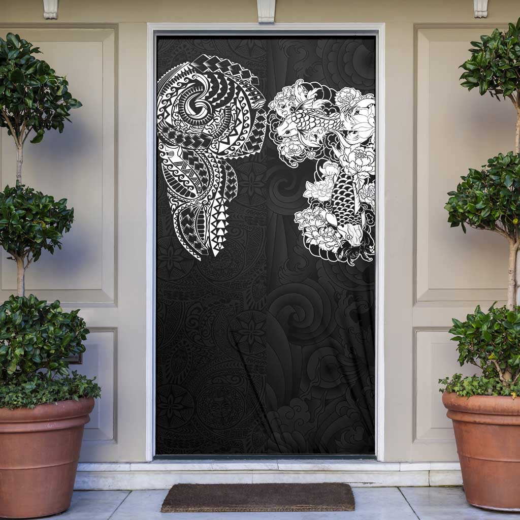 Japanese Irezumi and Hawaiian Polynesian Art Tattoo Door Cover Black Color - Wonder Print Shop