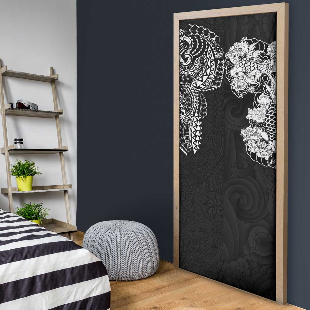 Japanese Irezumi and Hawaiian Polynesian Art Tattoo Door Cover Black Color - Wonder Print Shop