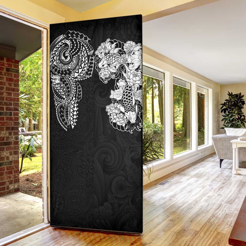 Japanese Irezumi and Hawaiian Polynesian Art Tattoo Door Cover Black Color - Wonder Print Shop