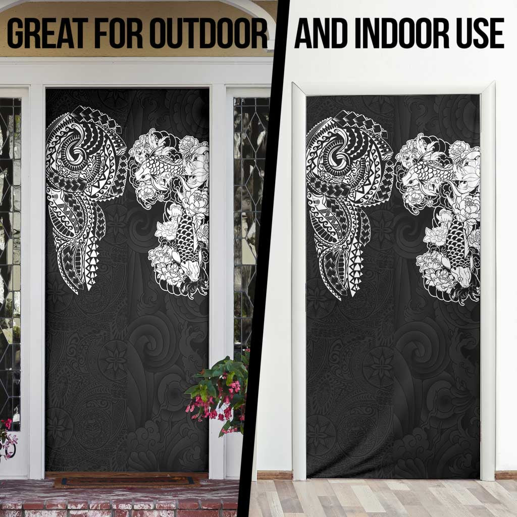 Japanese Irezumi and Hawaiian Polynesian Art Tattoo Door Cover Black Color - Wonder Print Shop
