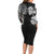 Japanese Irezumi and Hawaiian Polynesian Art Tattoo Family Matching Long Sleeve Bodycon Dress and Hawaiian Shirt Black Color - Wonder Print Shop