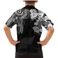 Japanese Irezumi and Hawaiian Polynesian Art Tattoo Family Matching Mermaid Dress and Hawaiian Shirt Black Color - Wonder Print Shop