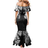 Japanese Irezumi and Hawaiian Polynesian Art Tattoo Family Matching Mermaid Dress and Hawaiian Shirt Black Color - Wonder Print Shop
