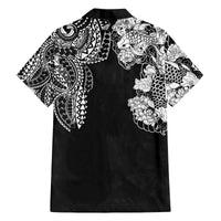 Japanese Irezumi and Hawaiian Polynesian Art Tattoo Family Matching Off The Shoulder Long Sleeve Dress and Hawaiian Shirt Black Color - Wonder Print Shop