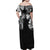 Japanese Irezumi and Hawaiian Polynesian Art Tattoo Family Matching Off Shoulder Maxi Dress and Hawaiian Shirt Black Color - Wonder Print Shop