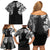 Japanese Irezumi and Hawaiian Polynesian Art Tattoo Family Matching Off Shoulder Short Dress and Hawaiian Shirt Black Color - Wonder Print Shop