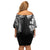 Japanese Irezumi and Hawaiian Polynesian Art Tattoo Family Matching Off Shoulder Short Dress and Hawaiian Shirt Black Color - Wonder Print Shop