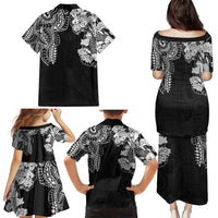 Japanese Irezumi and Hawaiian Polynesian Art Tattoo Family Matching Puletasi and Hawaiian Shirt Black Color - Wonder Print Shop
