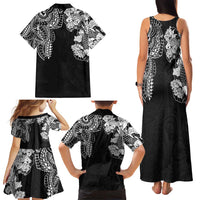 Japanese Irezumi and Hawaiian Polynesian Art Tattoo Family Matching Tank Maxi Dress and Hawaiian Shirt Black Color - Wonder Print Shop