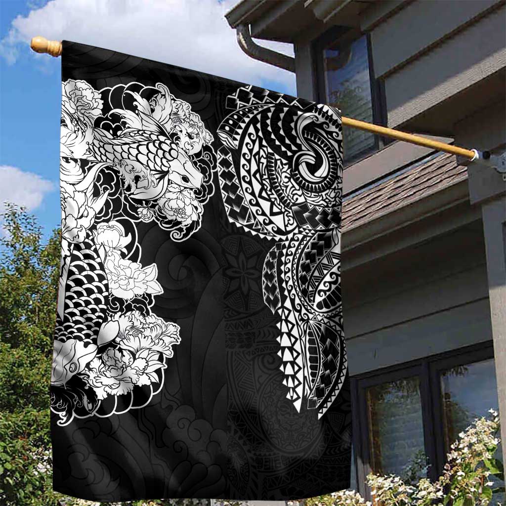 Japanese Irezumi and Hawaiian Polynesian Art Tattoo Garden Flag Black Color - Wonder Print Shop