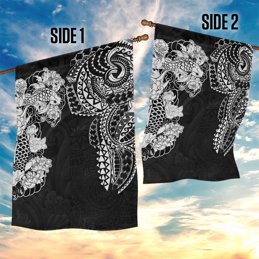 Japanese Irezumi and Hawaiian Polynesian Art Tattoo Garden Flag Black Color - Wonder Print Shop