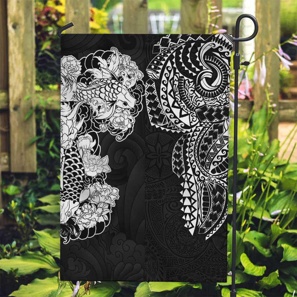 Japanese Irezumi and Hawaiian Polynesian Art Tattoo Garden Flag Black Color - Wonder Print Shop
