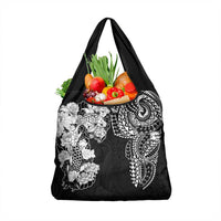Japanese Irezumi and Hawaiian Polynesian Art Tattoo Grocery Bag Black Color - Wonder Print Shop