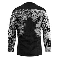 Japanese Irezumi and Hawaiian Polynesian Art Tattoo Hockey Jersey Black Color - Wonder Print Shop