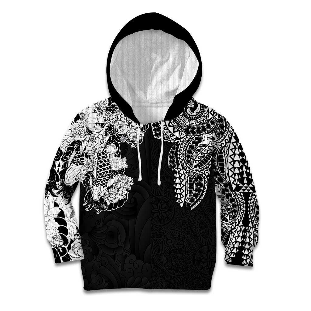 Japanese Irezumi and Hawaiian Polynesian Art Tattoo Kid Hoodie Black Color - Wonder Print Shop