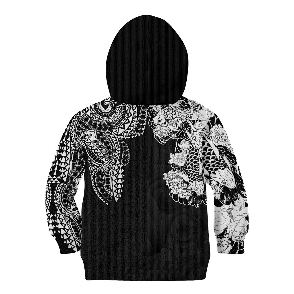 Japanese Irezumi and Hawaiian Polynesian Art Tattoo Kid Hoodie Black Color - Wonder Print Shop