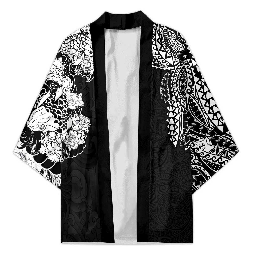 Japanese Irezumi and Hawaiian Polynesian Art Tattoo Kimono Black Color - Wonder Print Shop