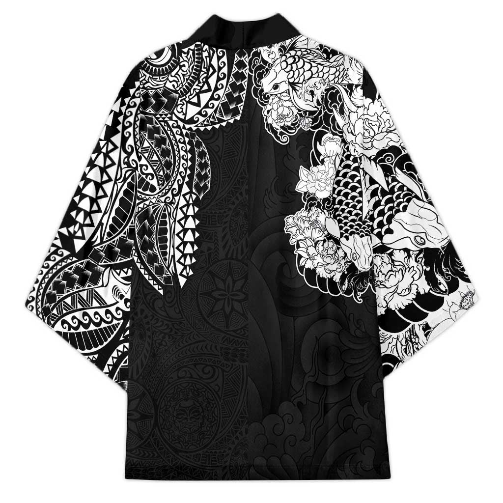 Japanese Irezumi and Hawaiian Polynesian Art Tattoo Kimono Black Color - Wonder Print Shop