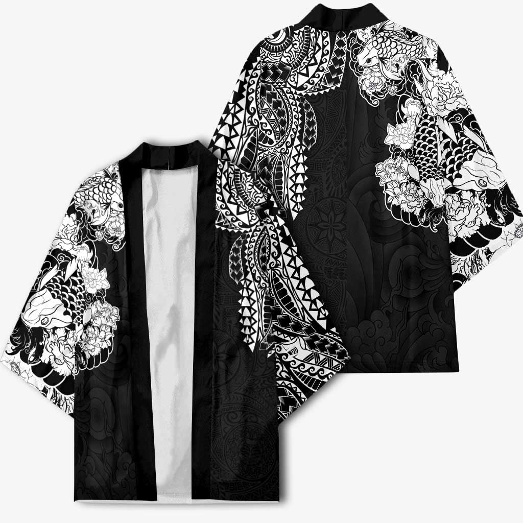 Japanese Irezumi and Hawaiian Polynesian Art Tattoo Kimono Black Color - Wonder Print Shop