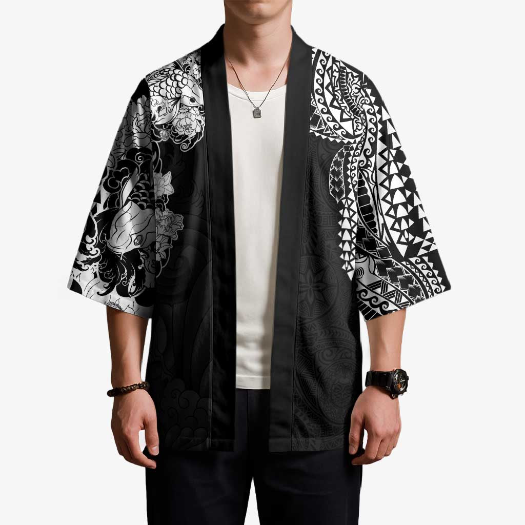 Japanese Irezumi and Hawaiian Polynesian Art Tattoo Kimono Black Color - Wonder Print Shop