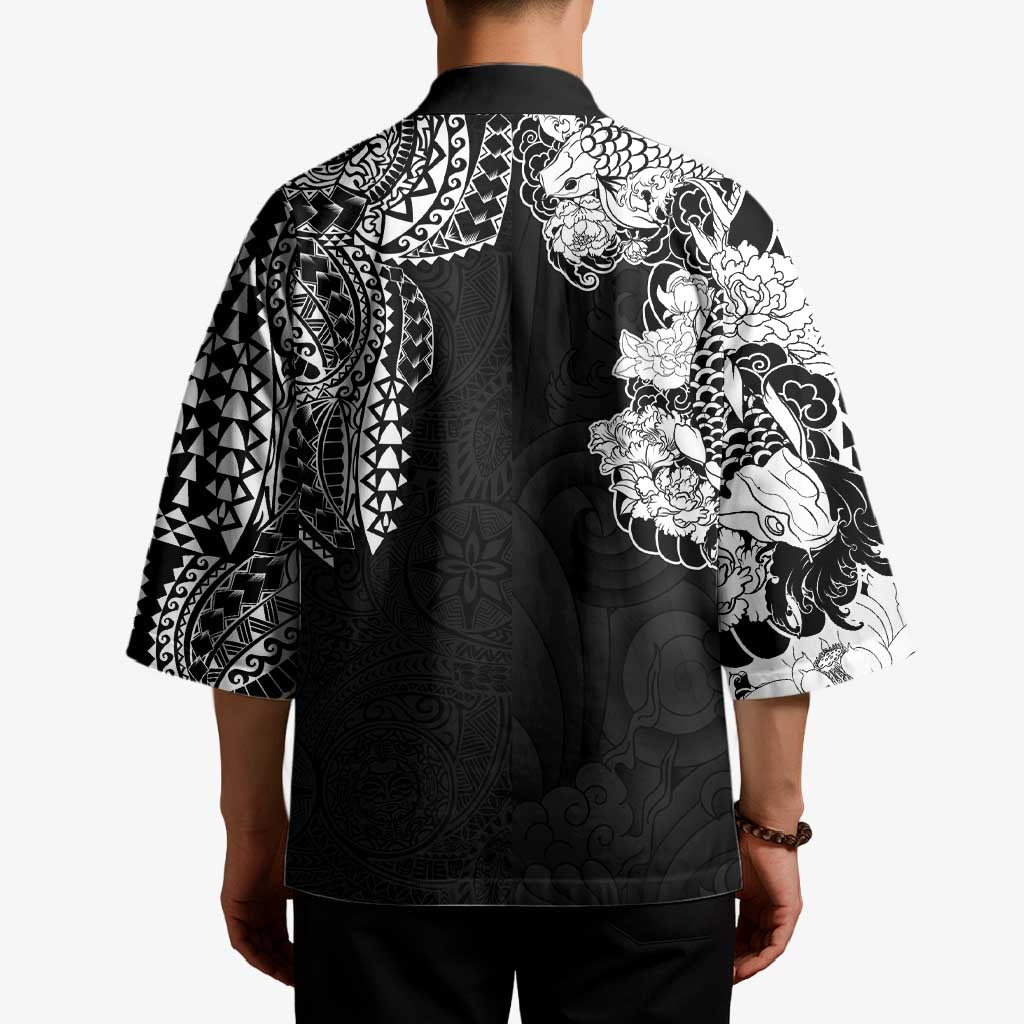 Japanese Irezumi and Hawaiian Polynesian Art Tattoo Kimono Black Color - Wonder Print Shop