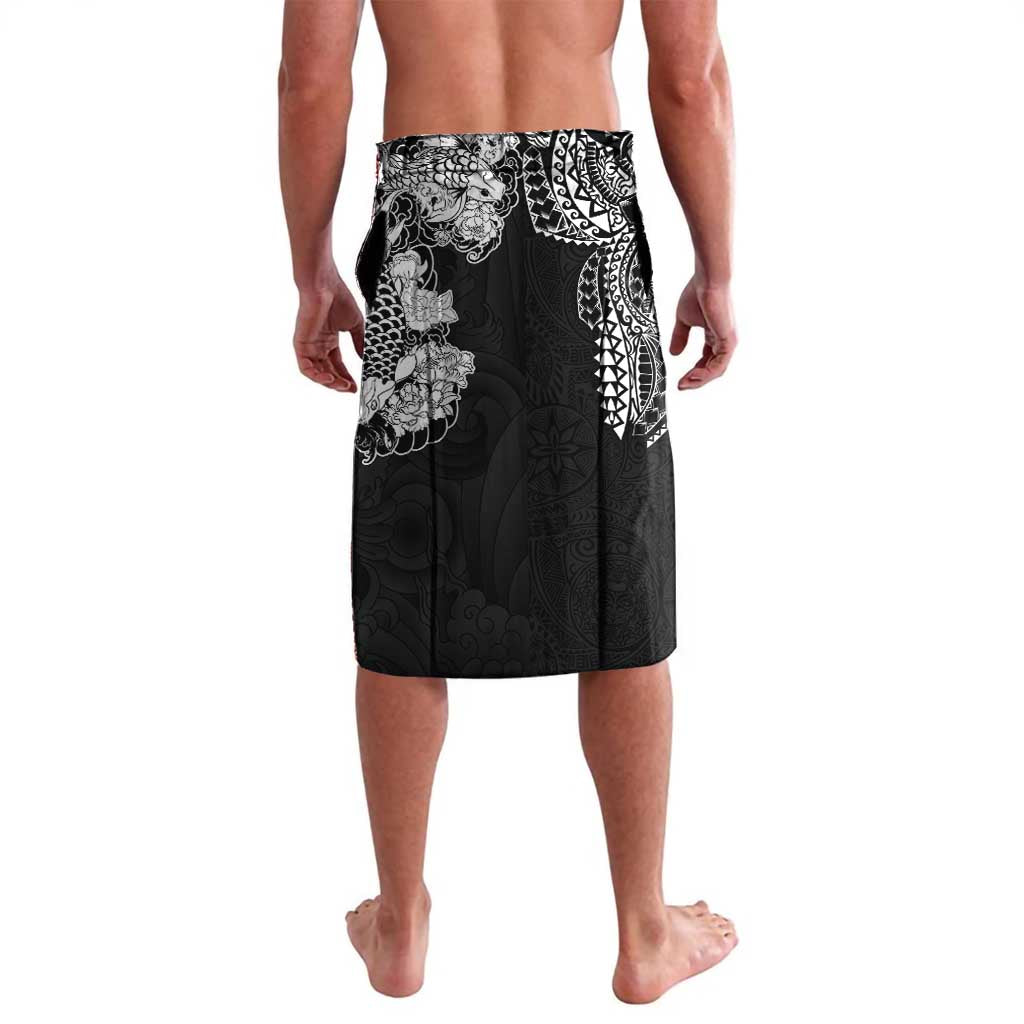 Japanese Irezumi and Hawaiian Polynesian Art Tattoo Lavalava Black Color - Wonder Print Shop