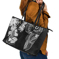 Japanese Irezumi and Hawaiian Polynesian Art Tattoo Leather Tote Bag Black Color - Wonder Print Shop
