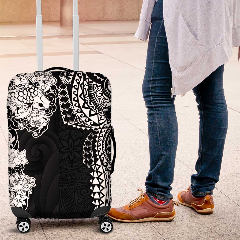 Japanese Irezumi and Hawaiian Polynesian Art Tattoo Luggage Cover Black Color - Wonder Print Shop