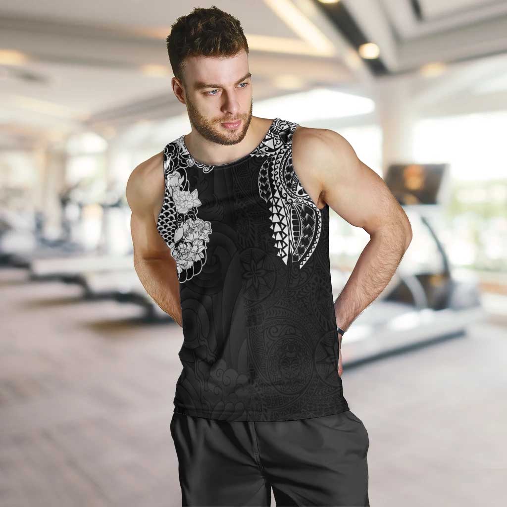 Japanese Irezumi and Hawaiian Polynesian Art Tattoo Men Tank Top Black Color - Wonder Print Shop