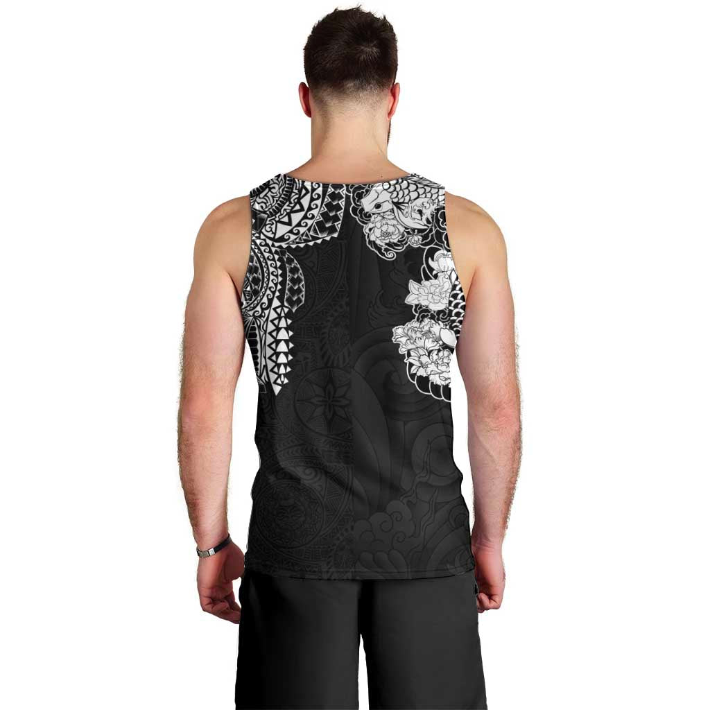 Japanese Irezumi and Hawaiian Polynesian Art Tattoo Men Tank Top Black Color - Wonder Print Shop