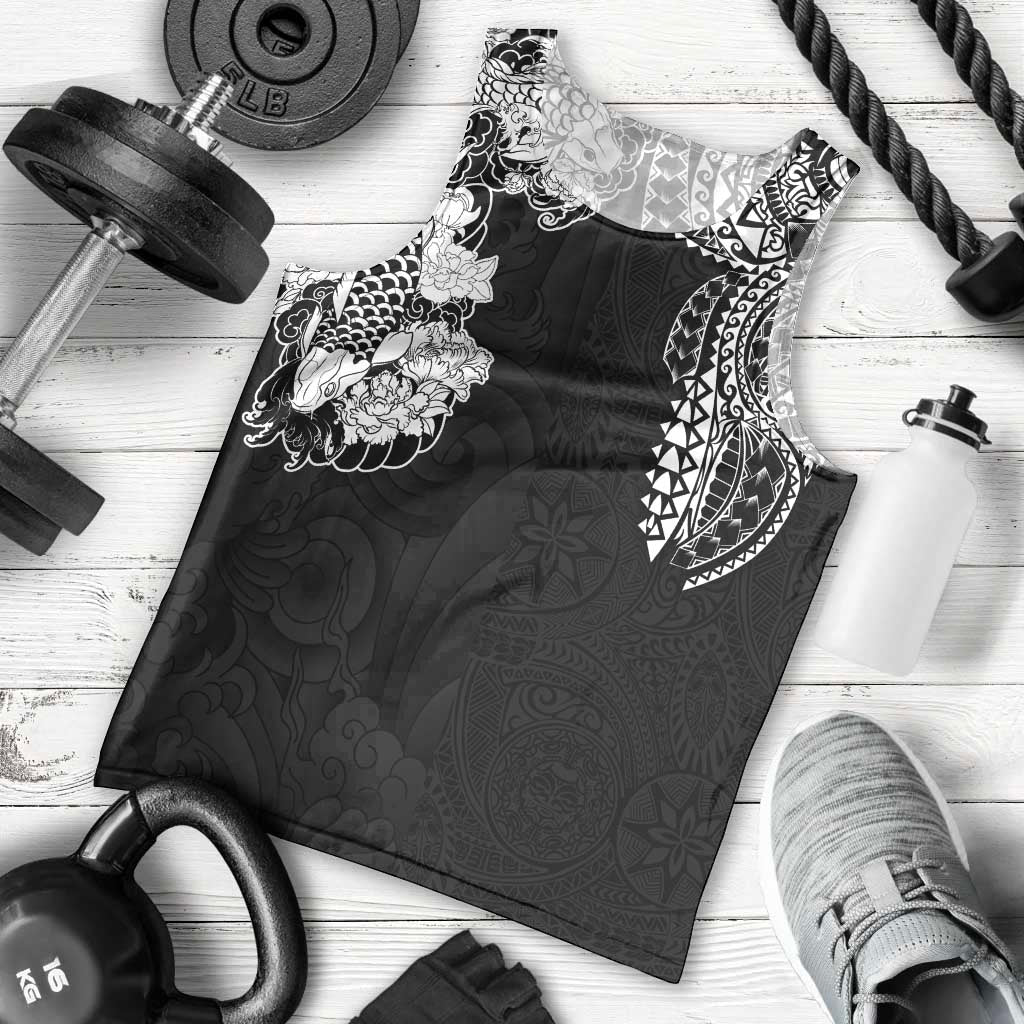 Japanese Irezumi and Hawaiian Polynesian Art Tattoo Men Tank Top Black Color - Wonder Print Shop