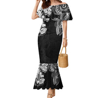 Japanese Irezumi and Hawaiian Polynesian Art Tattoo Mermaid Dress Black Color - Wonder Print Shop