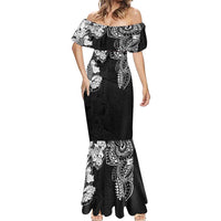 Japanese Irezumi and Hawaiian Polynesian Art Tattoo Mermaid Dress Black Color - Wonder Print Shop