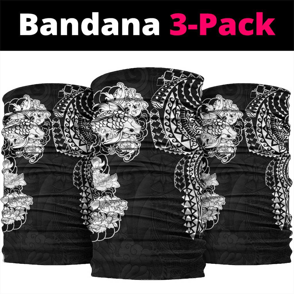 Japanese Irezumi and Hawaiian Polynesian Art Tattoo Neck Gaiter Black Color - Wonder Print Shop