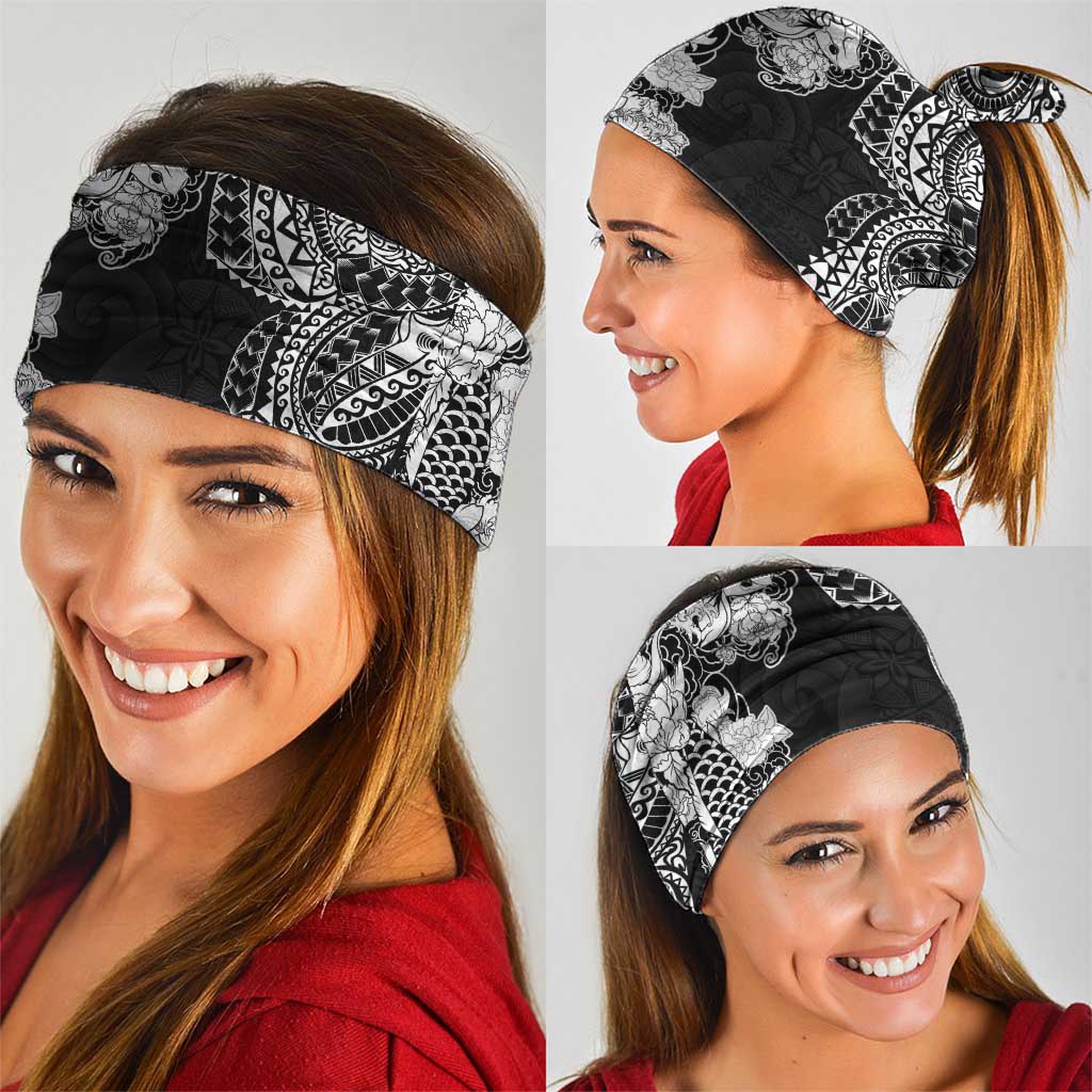 Japanese Irezumi and Hawaiian Polynesian Art Tattoo Neck Gaiter Black Color - Wonder Print Shop