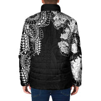 Japanese Irezumi and Hawaiian Polynesian Art Tattoo Padded Jacket Black Color - Wonder Print Shop