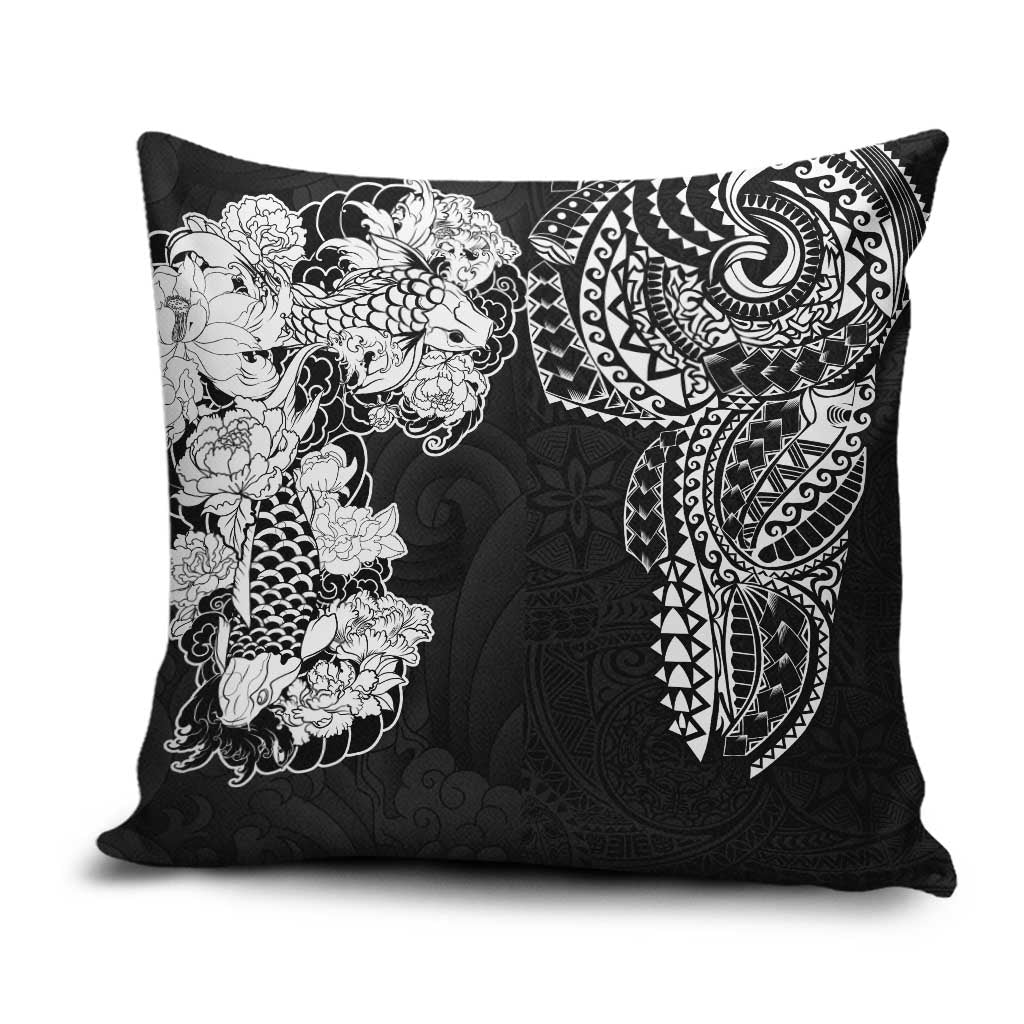 Japanese Irezumi and Hawaiian Polynesian Art Tattoo Pillow Cover Black Color - Wonder Print Shop
