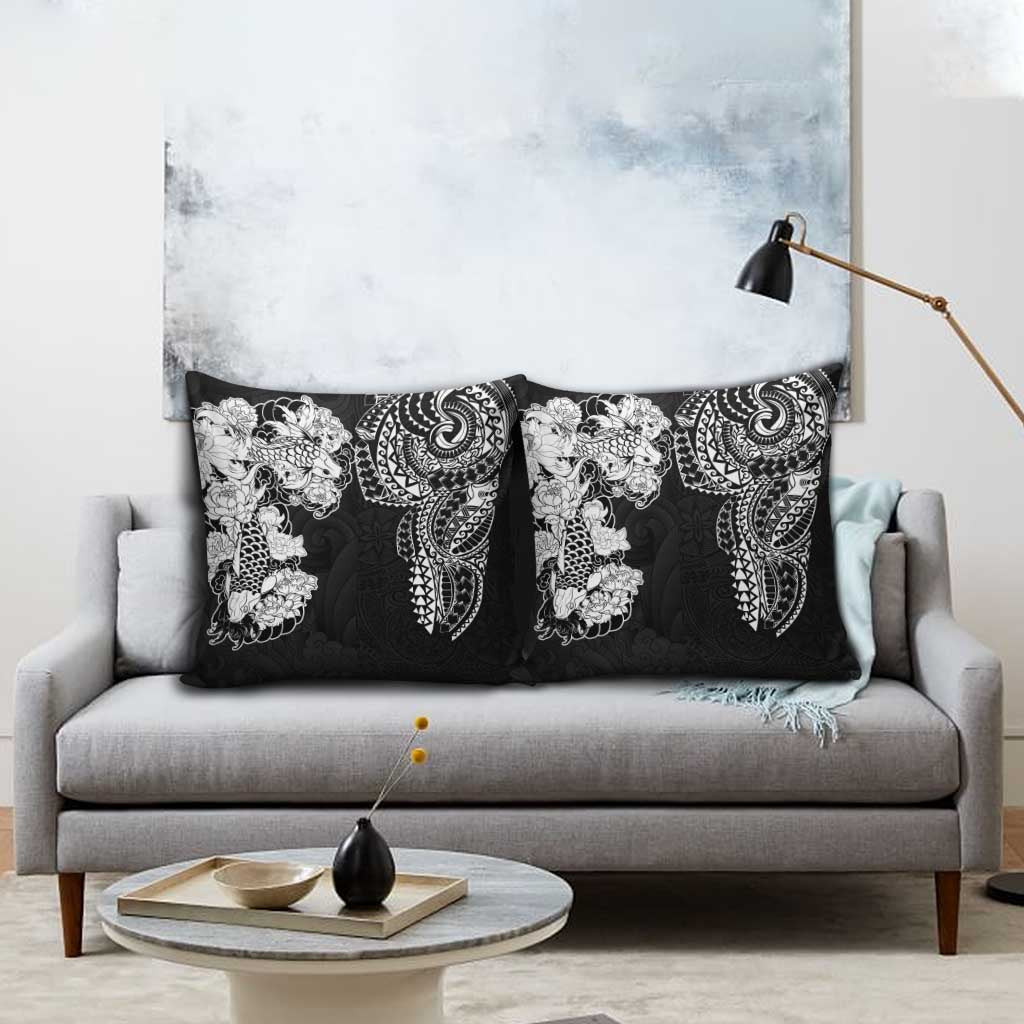 Japanese Irezumi and Hawaiian Polynesian Art Tattoo Pillow Cover Black Color - Wonder Print Shop